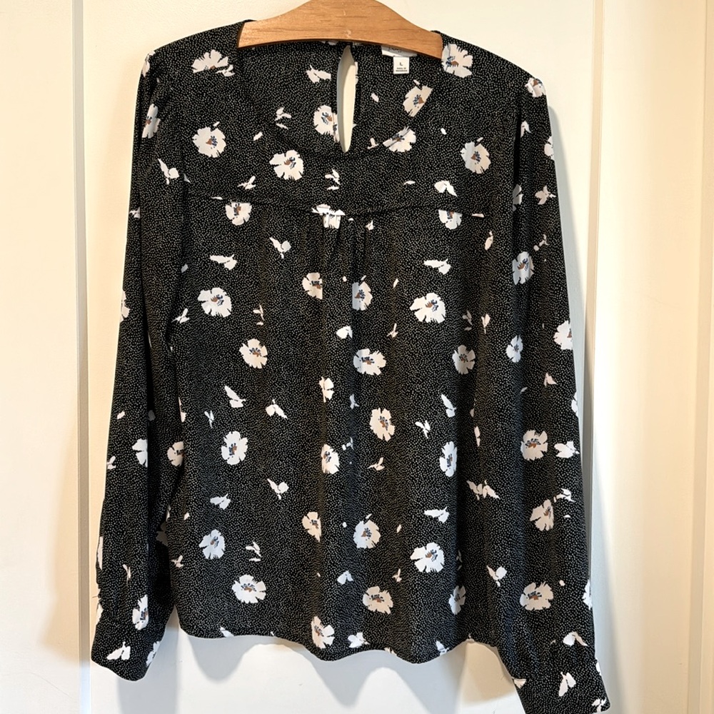 J Crew Factory floral cuffed blouse